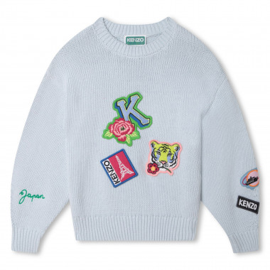 Pull en tricot avec patchs KENZO KIDS pour FILLE
