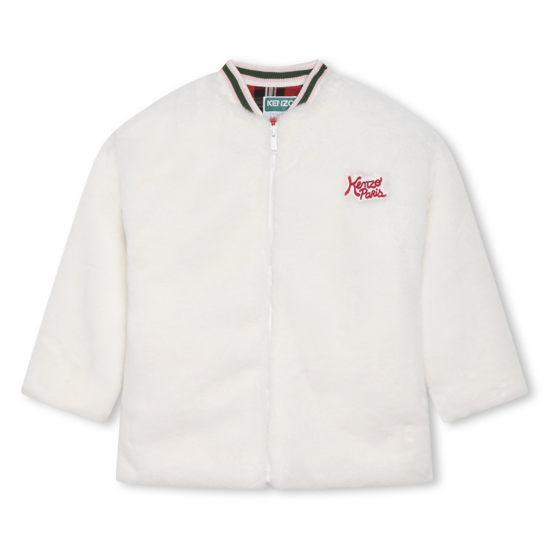 KENZO KIDS Fluffy fleece coat girl white Kids around