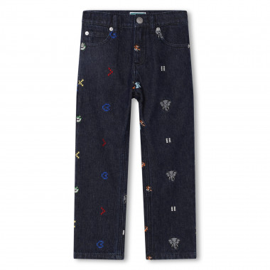 Embroidered denim trousers KENZO KIDS for BOY