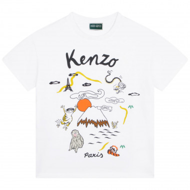 T-shirt stampa e ricami misti KENZO KIDS Per RAGAZZO