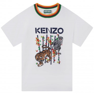 T-shirt met gestreept boordje KENZO KIDS Voor