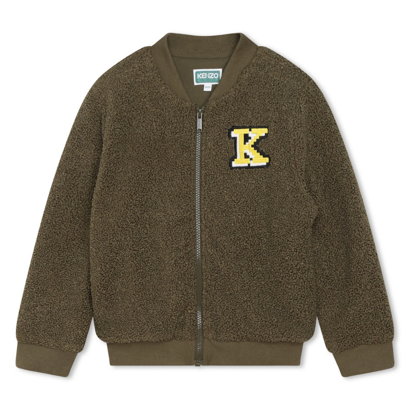 KENZO KIDS Felpa morbida con zip ragazzo verde Kids around