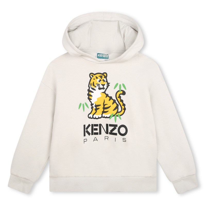 KENZO KIDS Printed hooded sweatshirt boy beige Kids around