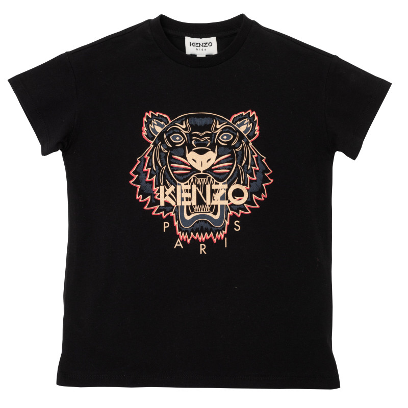 KENZO KIDS Jersey tiger t shirt unisex black Kids around