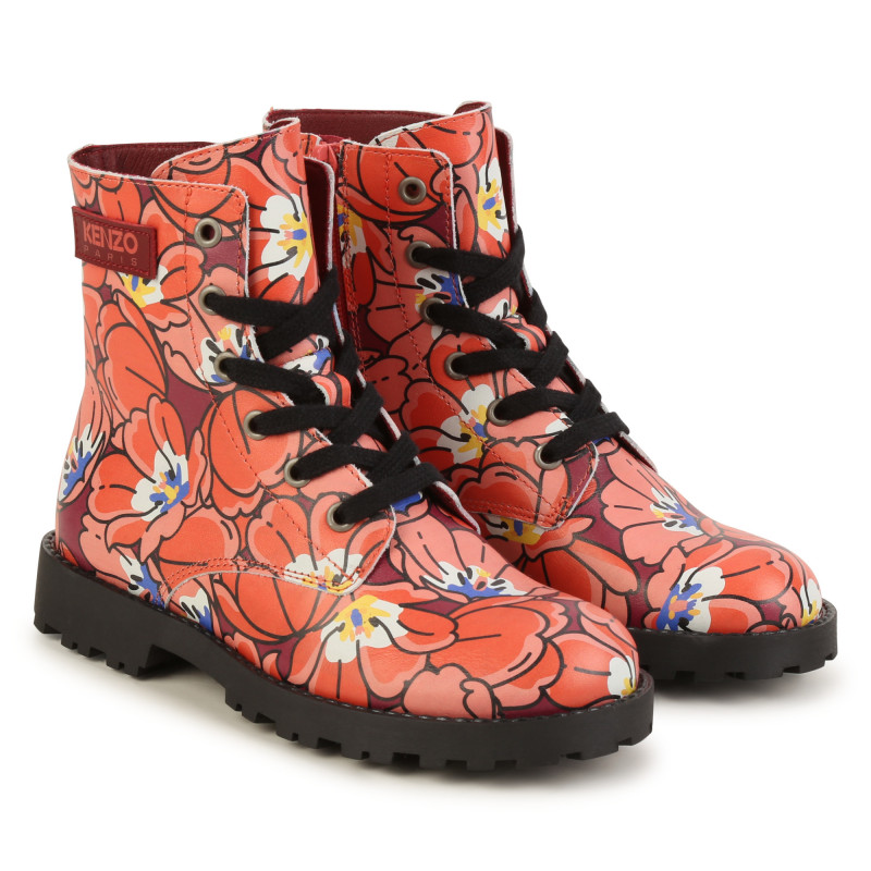 KENZO KIDS Lace up leather boots unisex purple Kids around