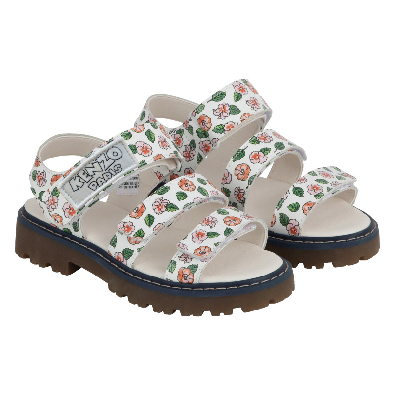 KENZO KIDS Sandales en cuir avec scratch fille blanc Kids around