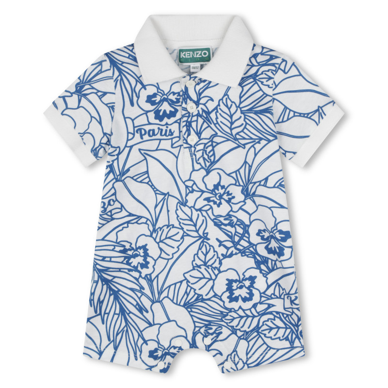 KENZO KIDS Tuta intera stampata in cotone baby bianco Kids around