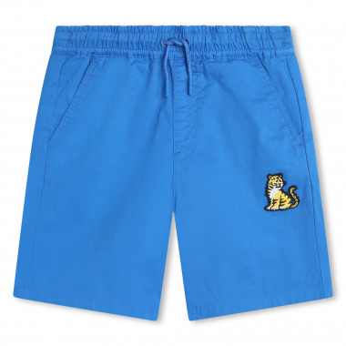 Kenzo Kids embroidered-logo cotton shorts - Blue