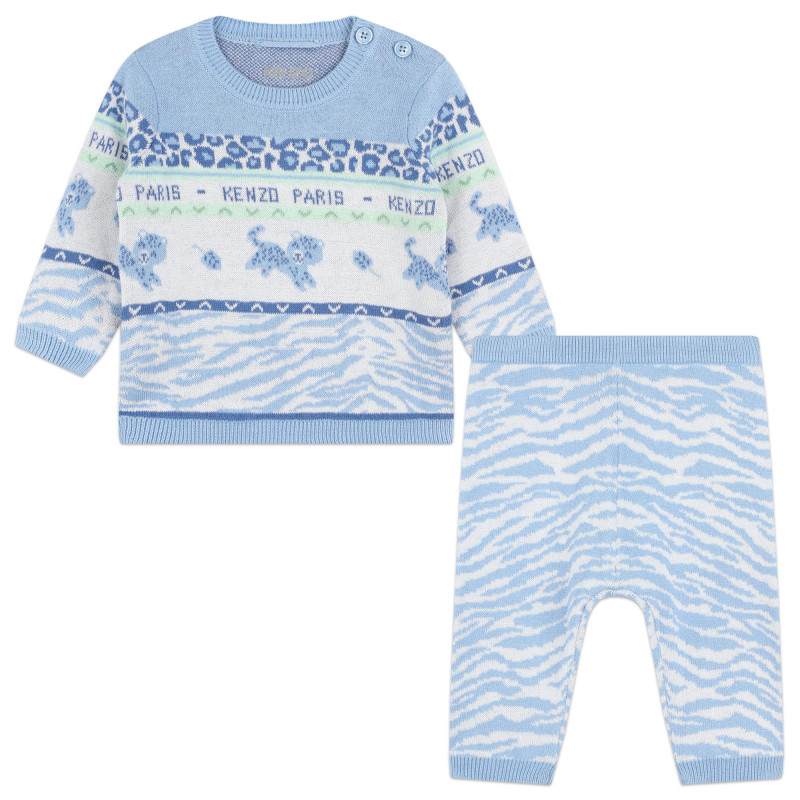 KENZO KIDS Knitted jumper and trousers baby blue Kids around