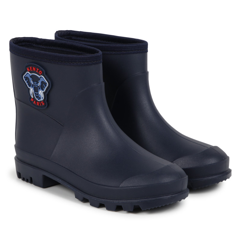 KENZO KIDS Rainboots with elephant patch unisex blue Kids around