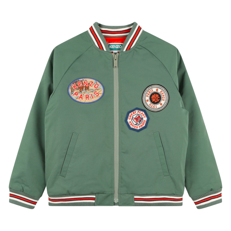 KENZO KIDS Giacca maniche raglan con zip unisex verde Kids around