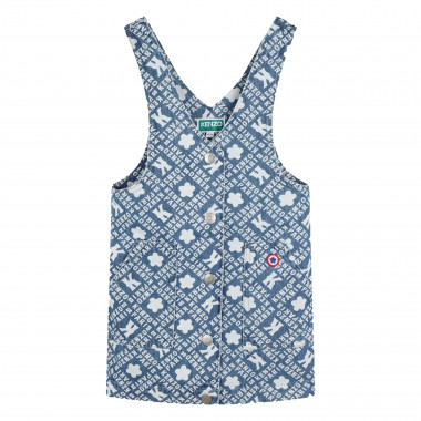 Printed denim pinafore dress KENZO KIDS for GIRL