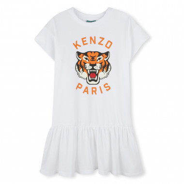 Logo print dress with ruffle KENZO KIDS for GIRL