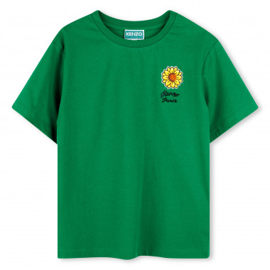 T-shirt avec badge et broderie KENZO KIDS pour FILLE