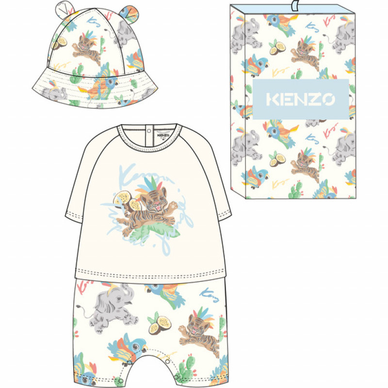 KENZO KIDS Set tutina e cuffietta baby beige Kids around