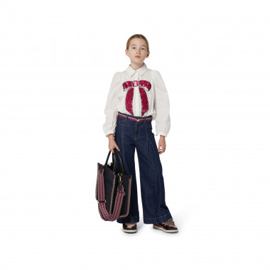 Flared pleated jeans with trim LANVIN for GIRL