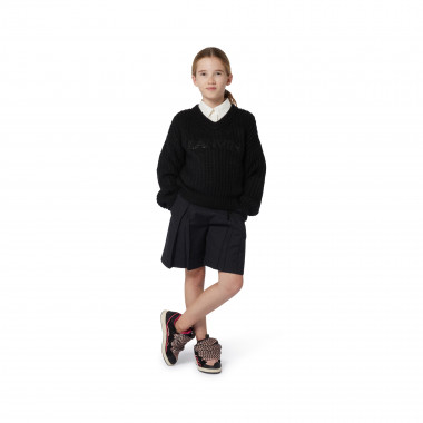 Pull à col V en tricot brodé LANVIN pour FILLE