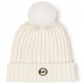 Cotton and wool pompom hat MICHAEL KORS for GIRL