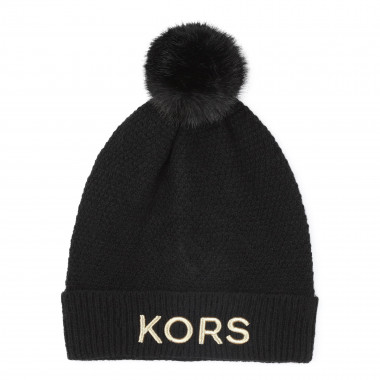 Pompom embroidered knitted hat MICHAEL KORS for GIRL