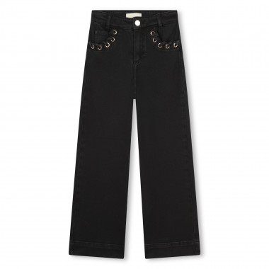 Wide-leg jeans with eyelets  for 