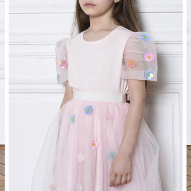 Jupe longue en tulle à fleurs CHARABIA pour FILLE
