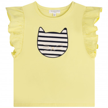 Cotton cat head T-shirt CHARABIA for GIRL
