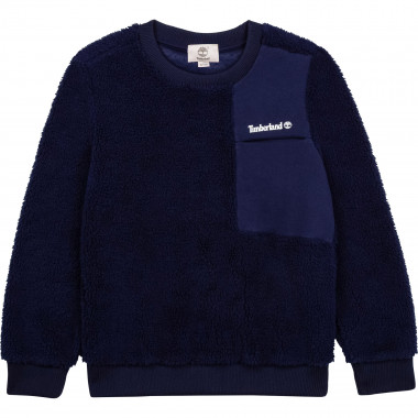Sweater van twee materialen met zak  Voor