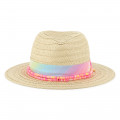 Hat with striped pearl ribbon BILLIEBLUSH for GIRL