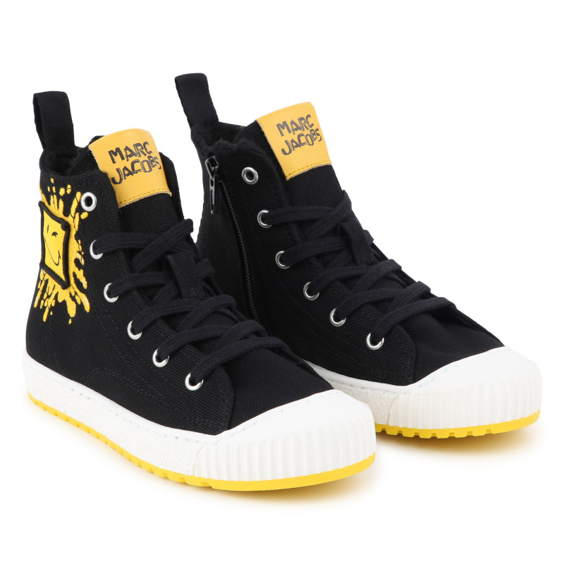 MARC JACOBS Baskets en toile a fermeture zippee unisexe noir Kids around