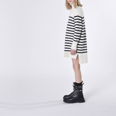 Robe pull rayée col boutonné ZADIG & VOLTAIRE pour FILLE