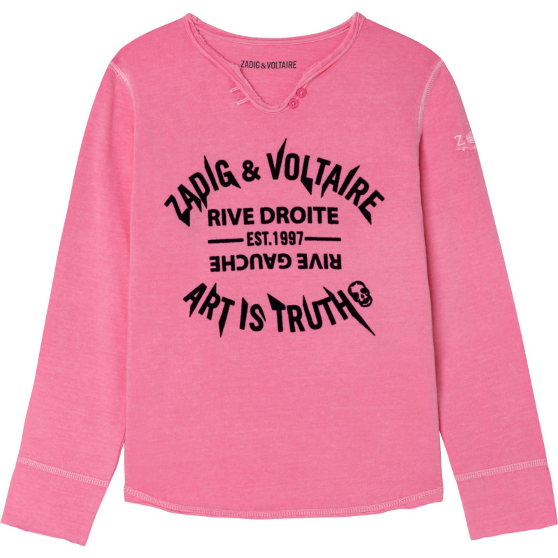 ZADIG VOLTAIRE T shirt en coton fille rose Kids around
