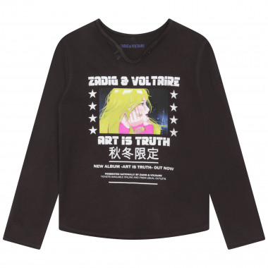 T-shirt coton imprimé et brodé ZADIG & VOLTAIRE pour FILLE