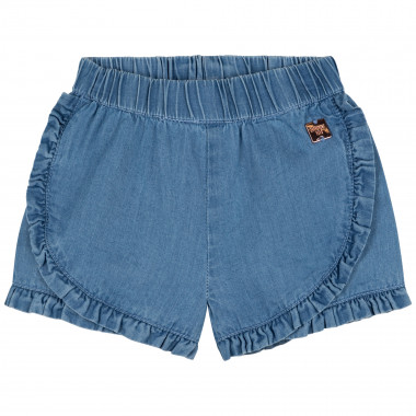 Ruffled cotton-denim shorts CARREMENT BEAU for GIRL