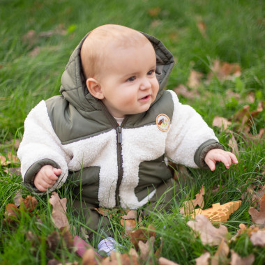 Zip-up coat with patch CARREMENT BEAU for BOY