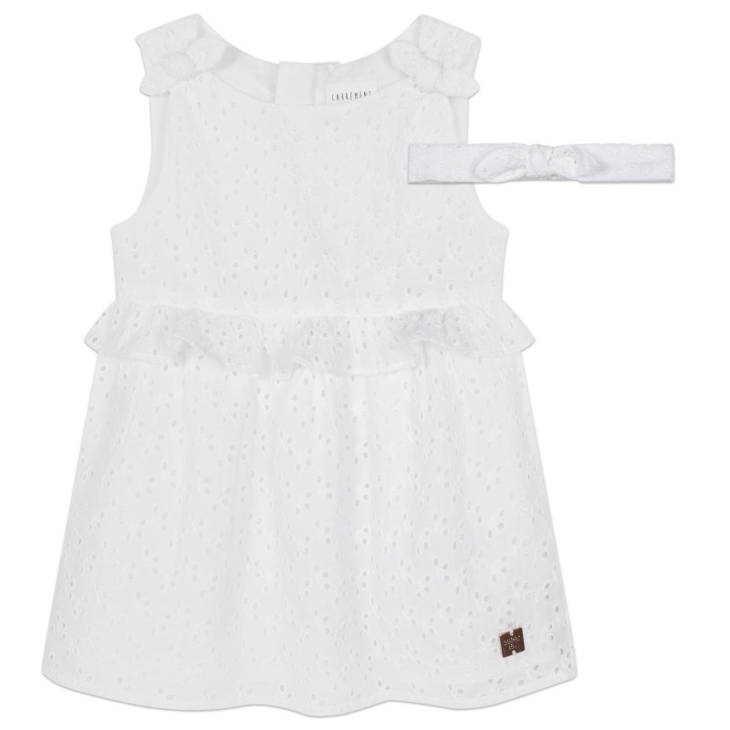 CARREMENT BEAU Set vestito e fascia cotone baby bianco - | Kids around