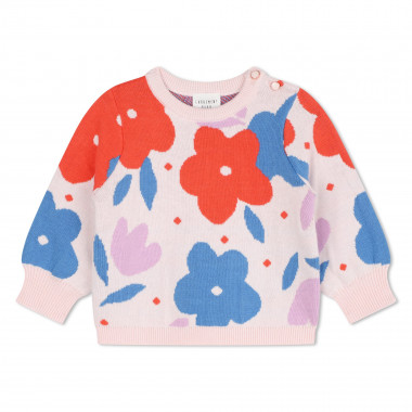 Flower motif knitted jumper CARREMENT BEAU for GIRL