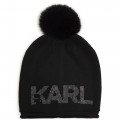 Knitted hat with pompom KARL LAGERFELD KIDS for GIRL