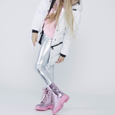 Metallic leggings with logo KARL LAGERFELD KIDS for GIRL