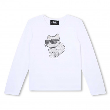 Cotton rhinestone T-shirt KARL LAGERFELD KIDS for GIRL