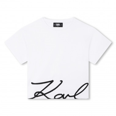 Katoenen geborduurd T-shirt KARL LAGERFELD KIDS Voor