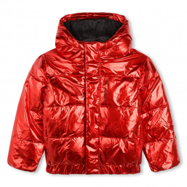 Hooded metallic puffer jacket KARL LAGERFELD KIDS for GIRL