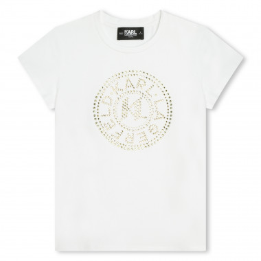 T-shirt with diamanté logo KARL LAGERFELD KIDS for GIRL