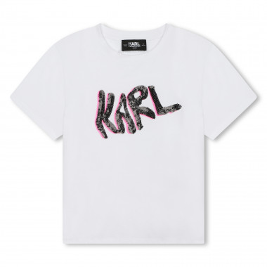 Camiseta logo de lentejuelas KARL LARGERFELD KIDS para NIÑA