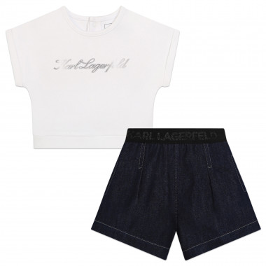 Short en jean et t-shirt KARL LAGERFELD KIDS pour FILLE