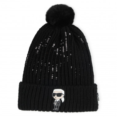 Bonnet tricoté à pompon KARL LAGERFELD KIDS pour FILLE