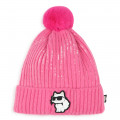 Knitted hat with pompom KARL LAGERFELD KIDS for GIRL