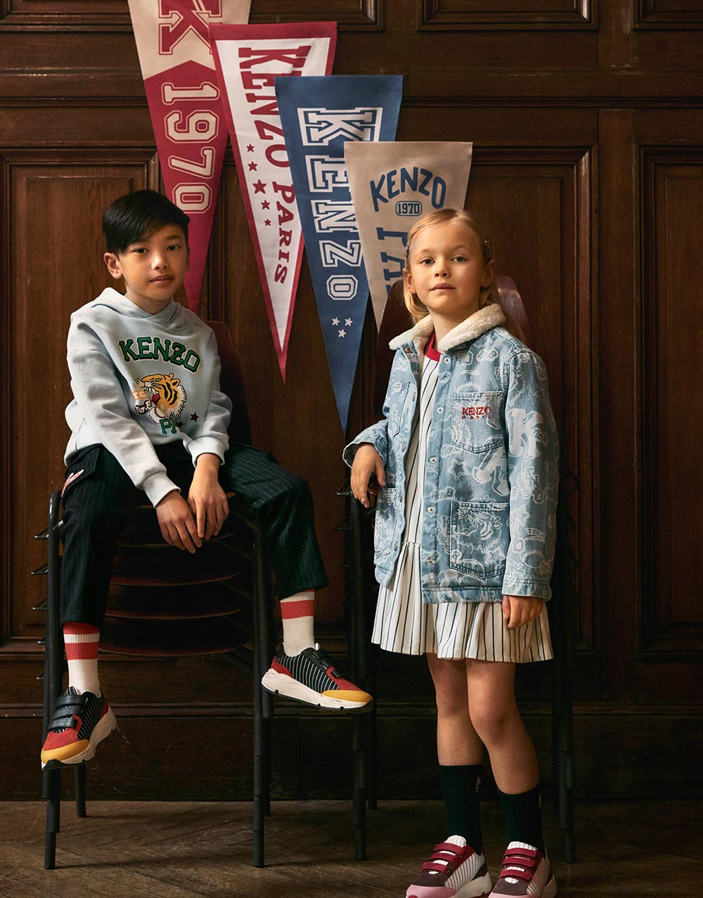 kinderkleding van het luxemerk Kenzo Kids back to school Kenzo Club sweatshirt jas broek  