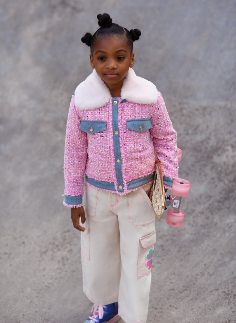 veste rose à col blanc pour enfant fille de la marque Billieblush