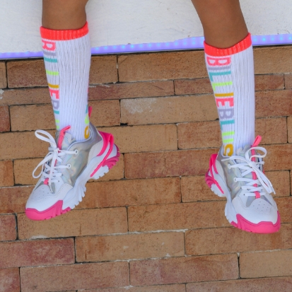 scarpe da ginnastica rosa, argento e bianche per bambine di Billieblush