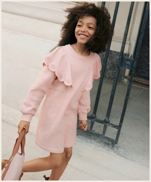 robe rose en coton pour enfants de la marque luxe Chloé